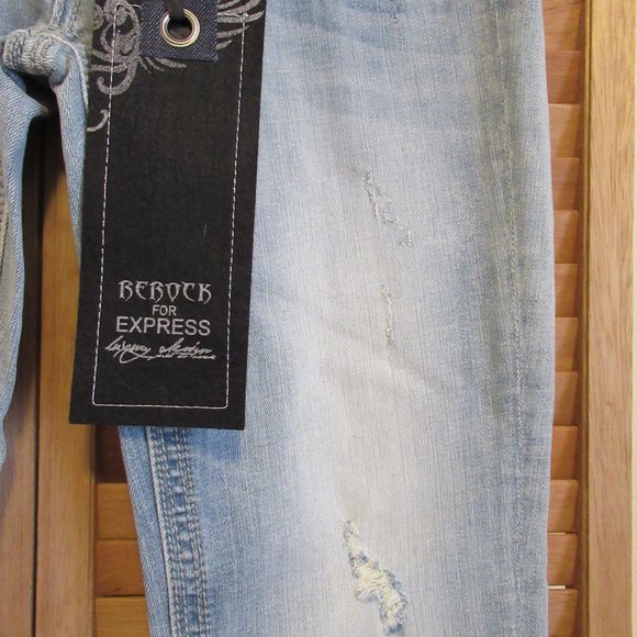 NWT EXPRESS REROCK BOOT Bootcut Blue Jeans Womens Size 4R 4 Regular - Picture 12 of 13
